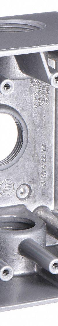 BELL Electrical Box: Aluminum, Rectangular, 1 Gangs, 3/4 in Hub Size, 22.5 cu in Capacity, Gray (MPN 5386-0). Key specifications — Color: Gray; Brand: BELL.