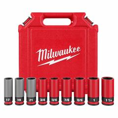MILWAUKEE Lug Nut Wheel Socket Set: 1/2 in Drive Size, Small Set (0-50 pieces) Set Size, 9 Pieces, 0 (MPN 49-66-7832). Key specifications — attr1204251: MILWAUKEE; attr1215453: 1/2 in; attr1215454: 3/4 in to 1-1/16 in; attr1224229: Friction.
