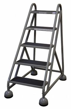 COTTERMAN Rolling Ladder: 3.8 ft Platform Ht, Assembled, Steel, Wt-Actuated Auto-Lock, Ribbed (MPN ST-500 A2 C1 P5). Key specifications — Includes Handrails: Handrails Not Included; Material: Steel; Brand: COTTERMAN; Color: Gray.