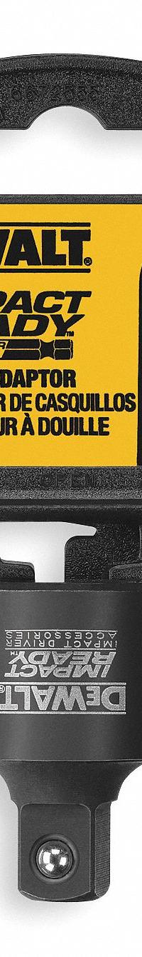 DEWALT Socket Adapter: 1/2 in Input Drive Size, Black Oxide, 3/8 in Output Drive Size, Square (MPN DW2299). Key specifications — attr1204900: Square; attr1204904: Locking Included; attr1204910: DEWALT; attr1204913: Black Oxide.