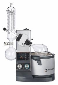 HEIDOLPH Rotary Evaporator: Motor, 5 L, 10 RPM to 280 RPM, 1,300 W Heating Capacity (MPN 036041031). Key specifications — Brand: HEIDOLPH; Height Adjustment Method: Motor; Included Glassware Series and Type: G3 Vertical Condenser; Vacuum Controller: Yes; Vapor Temperature Sensor: No; Features: Define and Save Own Evaporation Processes (Ramps).