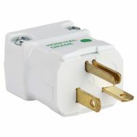 HUBBELL Straight Blade Plug: Hospital Grade, 6-20P, 250V AC, 20 A, 2 Pole, 3 Blade, White (MPN HBL8464V)