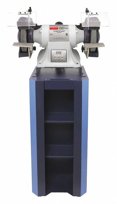 Dayton Bench Grinder with Stand: Variable Speed, 1 hp, 8 in Max Wheel Dia, 3,600 RPM - Variable-Speed Pedestal Grinders with Dust Collection Stand