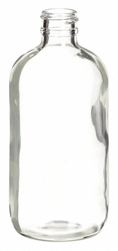 WHEATON Safety Coated Bottle: 250 mL, 24-400 mm, Colorless, 64 mm Body Dia - Clear Wide Mouth Round Glass Lab Bottles