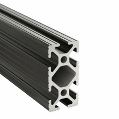 T-Slot Framing System: 10 Series, 10 ft Lg, 2 in x 1 in, Black, Double, Grooved, 6 Slots (MPN 1020-BLACK-120). Key specifications — System of Measurement: Inch; Finish: Anodized; Product Type: T-Slot Profile; Material: Aluminum; Yield Strength: 35,000 psi; Manufacturer Part Number: 1020-BLACK-120; Brand: 80/20.