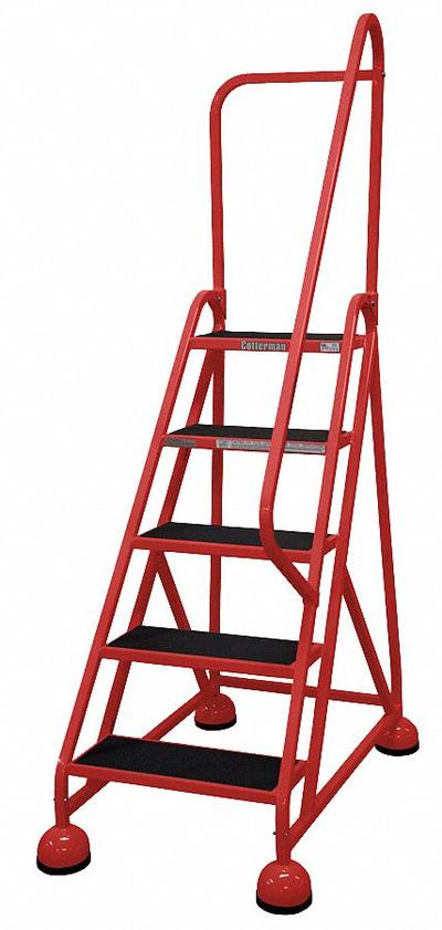 COTTERMAN Rolling Ladder: 3.8 ft Platform Ht, Partially Assembled, Steel - Steel Ultra-Stable Weight-Actuated Ladders