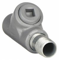 Sealing Fitting - Vertical and Horizontal: Iron, 1/2 in Trade Size, Female, 3 1/4 in Overall Lg (MPN EYS-16). Key specifications — Brand: APPLETON ELECTRIC; Connection Type: Threaded; Thread Gender: Female; Ends - Hazardous Fittings: 1/2 in FNPT x 1/2 in MNPT; Material: Iron; Hazardous Location Rating: Class II, Division 1 and 2, Groups E, F, G; Thread Type: NPT; Standards: UL 886.