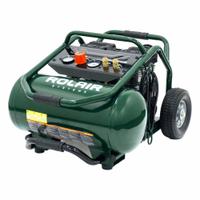ROLAIR Portable Air Compressor: Quiet, Oil Free, 5.5 gal, Hot Dog, 2 hp, 5 cfm @ 90 psi, 120V AC (MPN FCOL22LS6). Key specifications — attr48686: Oil Free; attr48685: 120V AC; attr48689: 5 cfm @ 90psi; attr48678: 14.1 A; attr48671: ROLAIR; attr124308: Quiet (less than 75 dBA).