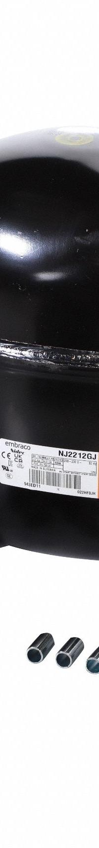 EMBRACO Compressor: Reciprocating, 5,491 BtuH Cooling, 1 1/2 hp, 1/2 in Suction Line Connection Size (MPN NJ2212GJ2). Key specifications — Manufacturer Part Number: NJ2212GJ2; Brand: EMBRACO; Compressor Protection: Hermetic; For Refrigerant Type: R-404A.