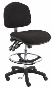 Ergonomic Chair: Fabric, Armless, Ht Range 21 in to 31 in, 21 1/2 in Seat Wd, 19 in Seat Dp, Black (MPN WNT-DFB-TLC-WW-BLACK). Key specifications — Foot Support: Yes; Back Tilt Backward: 80°; Back Tilt Forward: 105°; Base Material: Nylon; Brand: BENCHPRO; Product Type: Ergonomic Chair; ESD-Safe: Not ESD Safe; Seat Tilt Backward: 10°.