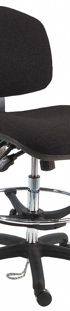 Ergonomic Chair: Fabric, Armless, Ht Range 21 in to 31 in, 21 1/2 in Seat Wd, 19 in Seat Dp, Black (MPN WNT-DFB-TLC-WW-BLACK). Key specifications — Foot Support: Yes; Back Tilt Backward: 80°; Back Tilt Forward: 105°; Base Material: Nylon; Brand: BENCHPRO; Product Type: Ergonomic Chair; ESD-Safe: Not ESD Safe; Seat Tilt Backward: 10°.