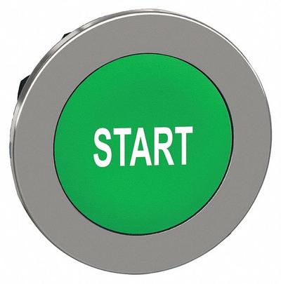 SCHNEIDER Push Button Head: 30 mm Panel Size, Non-Illuminated, Metallic, Start - Heads for Push Buttons