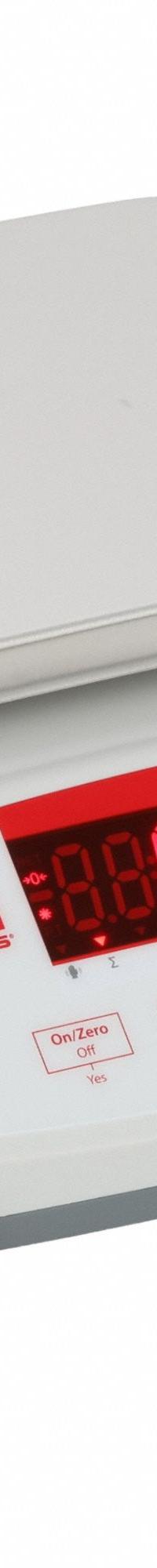OHAUS Food Scale: 7 1/2 in Weighing Surface Dp, 9 1/2 in Weighing Surface Wd, 4 7/8 in Overall Ht (MPN V41PWE15T). Key specifications — Readability: 0.005 lb/2 g; Brand: OHAUS; IP Rating: IPX8.