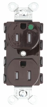 HUBBELL Receptacle: Hospital Grade Fed. Spec., Duplex, 5-15R, Brown, 125V AC, 15 A, 2 Pole / 3 Wire (MPN SNAP8200TRA)