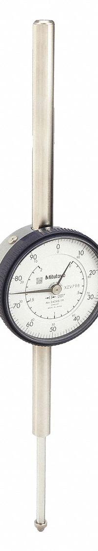 MITUTOYO Dial Indicator - Lug Back: 0 in to 2 in, Inch, Plunger, 0.001 in Accuracy, 57 mm Dial Size (MPN 2424A-19). Key specifications — attr1184168: 2424A-19; attr1184178: 0-100; attr1184223: MITUTOYO; attr1200883: Dial Indicator - Lug Back; attr1184173: AGD 2; attr1184177: 0.001 in; attr1184208: Certificate of Inspection.