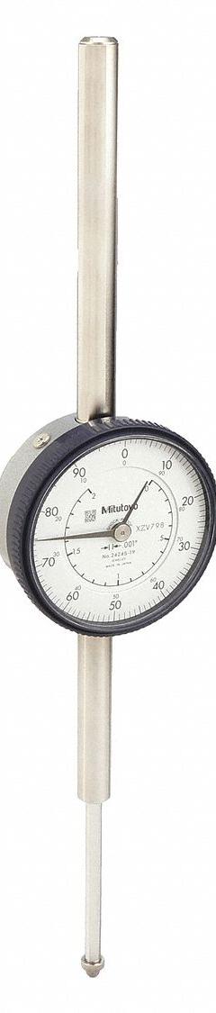 MITUTOYO Dial Indicator - Lug Back: 0 in to 2 in, Inch, Plunger, 0.001 in Accuracy, 57 mm Dial Size (MPN 2424A-19). Key specifications — attr1184168: 2424A-19; attr1184178: 0-100; attr1184223: MITUTOYO; attr1200883: Dial Indicator - Lug Back; attr1184173: AGD 2; attr1184177: 0.001 in; attr1184208: Certificate of Inspection.