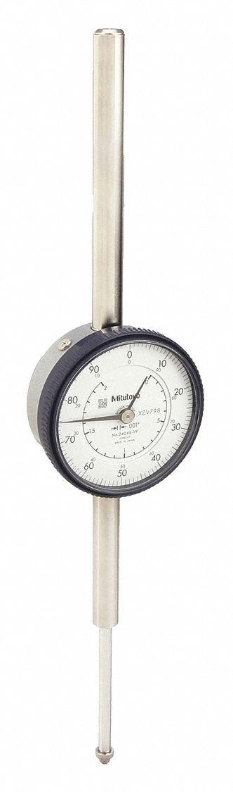 MITUTOYO Dial Indicator - Lug Back: 0 in to 2 in, Inch, Plunger, 0.001 in Accuracy - Continuous Reading Back Lug Dial Indicators