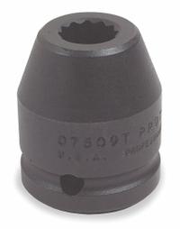 PROTO Impact Socket: 3/4 in Drive Size, SAE, 1 3/16 in Socket Size, 12-Point, Std, Black Oxide (MPN J07519T). Key specifications — attr1215501: PROTO; attr1215515: Black Oxide; attr1215518: 1-3/16 in.