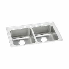 JUST MANUFACTURING Bowl Drop-In Sink: 37 in Overall Lg, 22 in Overall Wd, 5 1/2 in Bowl Dp, 2 Bowls (MPN DLADA2237A554-J). Key specifications — Brand: JUST MANUFACTURING; Color Family: Silver/Gray.