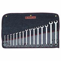 WRIGHT Wrench Set: Steel, Full Polish, 15 Tools, 15 Range of Head Sizes, 15° Head Offset Angle, Std (MPN 952). Key specifications — attr309520: Full Polish; attr309519: Steel; attr309509: 15; attr324929: WRIGHT; attr309512: Tool Roll; attr309522: No; attr309533: Yes.