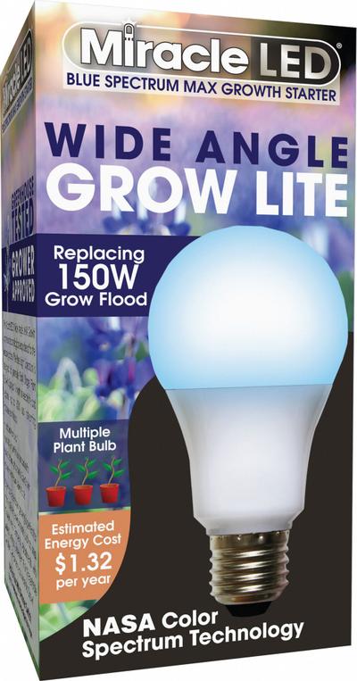MIRACLE LED Grow Bulb: LED, A21, 120V, Blue/Full/Broad - Plant Growth Bulbs