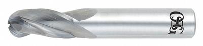 OSG Ball End Mill: Carbide, TiAlN Coated, 3 Flute, 22 mm Mill Dia, 38 mm LOC - General Purpose Carbide Ball End Mills