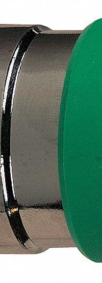 SCHNEIDER Mushroom Head Push Button: Green, 22 mm Mounting Size, Metallic, Momentary (MPN ZB4BC34). Key specifications — Brand: SCHNEIDER; Action: Momentary; Series: XB4; Push Button Material Type: Metallic.