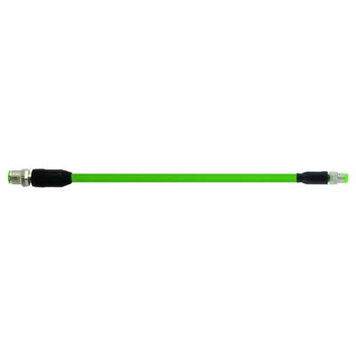 MURRELEKTRONIK Cordset: Cat5, M12 Male Straight x M8 Male Straight, 15 m Lg, PUR, Green - M12 Connector to M8 Connector EtherCAT Cordsets