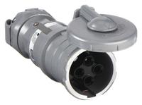 HUBBELL Pin and Sleeve Connector: Gray, 250V DC/600V AC, Three Phase, 60 A, 4 Pole, 3 Wire (MPN VPR6465). Key specifications — Brand: HUBBELL.