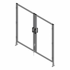 T-Slot Framing System Door: Stand-Alone, Gray, Double Swing, 72 in H x 75 in W x 5 1/2 in D, Solid (MPN 47791). Key specifications — Finish: Anodized; Brand: FAZTEK; Panel Color: Clear; Panel Type: Solid; Color: Gray; Material: Polycarbonate; Assembly: Assembled; Manufacturer Part Number: 47791.