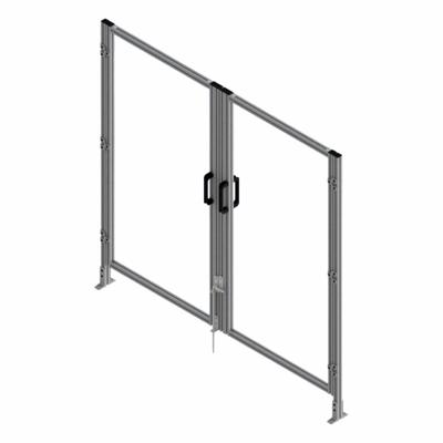 FAZTEK T-Slot Framing System Door: Stand-Alone, Gray, Double Swing - Clear Plastic Standalone Door Kits