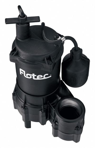 FLOTEC Sewage Ejector Pump: Plastic, Single Phase, 2/5 hp, 115V AC - General Purpose Sewage Ejector Pumps