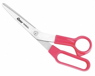 CLAUSS Shears: Ambidextrous, 8 1/2 in Overall Lg, Straight, Stainless Steel, Pointed - Offset Plastic-Handle Scissors