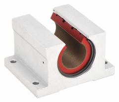 PBC LINEAR Mounted Linear Bearing: Single, Self-Aligning, 1 1/4 in Inside Dia, Frelon™ Gold, PN (MPN PN20). Key specifications — Liner: Frelon™ Gold; Material: Aluminum Alloy.