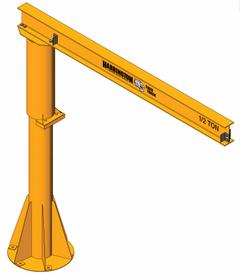 TIGER TRACK Jib Crane: Foundationless, 1,000 lb Load Capacity, 12 ft Overall Beam Lg (MPN 350F-1000-12-12). Key specifications — Beam Type: Open Beam; Base Mount Type: Foundationless; Body Material: Steel; Brand: TIGER TRACK; Power Source: Manual; Mount Type: Foundationless; Lifting Capacity: Up to 2,000 lbs.