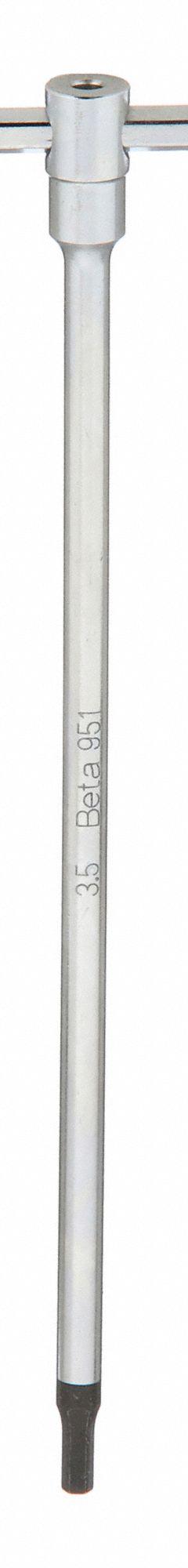 BETA Hex Key: 0 Ball Ends, 3.5 mm Tip Size, Metric, Long, Alloy Steel, Satin, 7 in Long Arm Lg, T (MPN 951). Key specifications — attr1205521: BETA; attr1205526: Satin.