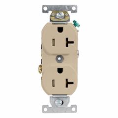 LEVITON Plugs and Receptacles: Duplex, 5-20, Ivory, 125V AC, 20 A, 2 Pole / 3 Wire (MPN TCR20-I)