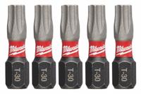 MILWAUKEE Driver Bit: Insert Bit, T30 Bit Size, Imperial, Torx® Head, T30 Bit Industry Size, 5 PK (MPN 48-32-4637). Key specifications — attr1119738: Hex; attr1119735: Imperial; attr1119740: Standard; attr1119734: Alloy Steel; attr1119737: Insert Bit; attr1119741: MILWAUKEE.