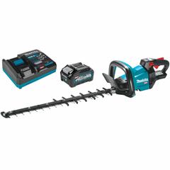 MAKITA Battery-Powered Hedge Trimmer Kit: XGT® Platform, 3/8 in Cutting Wd, 24 in Blade Lg, 40 V (MPN GHU01M1). Key specifications — attr994967: MAKITA; attr994962: 4.0 Ah.