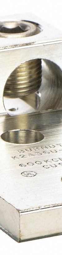 BURNDY Mechanical Connector: For Wire Size 2 AWG – 600 kcmil, 2 Wire Terminations (MPN K2A36U2N). Key specifications — Brand: BURNDY; Lug Material: Tin-Plated Aluminum.
