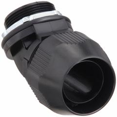 Liquid-Tight Conduit Fitting: Plastic, 1 1/2 in Trade Size, Insulated, 45° Elbow (MPN LT4150P). Key specifications — Insulated: Insulated; Box Connection: 1-1/2 in MNPT; Hazardous Location Rating: Class I, Division 2; Brand: THOMAS & BETTS.