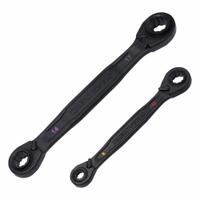 KLEIN TOOLS Ratcheting Wrench Set: Steel, Black Phosphate, 2 Tools, 0° Head Offset Angle, Reversing (MPN 68216M). Key specifications — attr324927: KLEIN TOOLS; attr309451: Yes; attr309461: Black Phosphate; attr309460: Steel; attr309463: No; attr309449: 8 mm to 19 mm.