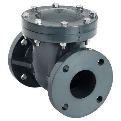ASAHI Swing Check Valve: Swing, Inline Valve Body, 2 1/2 in Pipe Size, Flange x Flange - PVC Inline Swing Check Valves