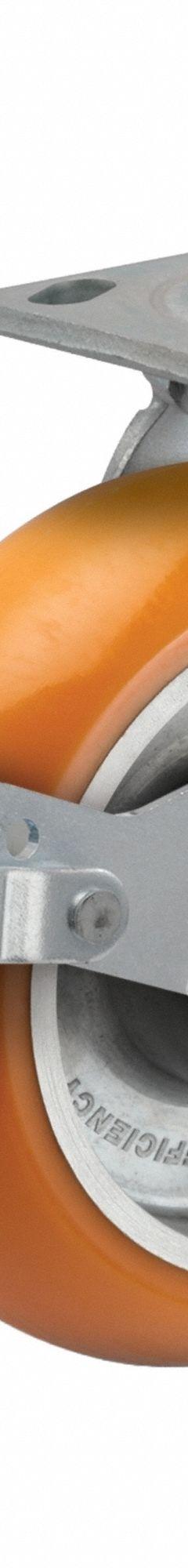 ALBION Caster: Debris-Resistant/Quiet-Roll/Shock-Absorbing, Kingpinless Swivel, Polyurethane, Ball (MPN 170AN08228SFBE). Key specifications — Wheel/Tread Color: Orange; Brand: ALBION.