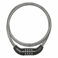 MASTER LOCK Cable Lock: Steel, Black, 5 ft Cable Lg, 3/8 in Cable Dia, Combo Locking (MPN 8119DPF). Key specifications — Cable Coating: Vinyl; Cable Color: Black; Cable Lock Type: Fixed Length Cable Locks; Locking Style: Combination; Combination Type: Resettable; Brand: MASTER LOCK; Cable Material: Steel.