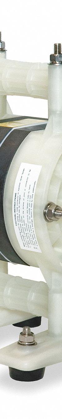DAYTON Double Diaphragm Pump: Polypropylene Body, 1/2 in, NPT Connection, 15 gpm, 231 ft Max. Head (MPN 6PY34). Key specifications — Brand: DAYTON; Seat Material: PP; Check Valve Material: PTFE.