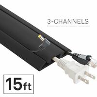 Cable protector: 3 Channels, 2 5/8 in Overall Wd, 5/8 in Overall Ht, 15 ft Lg, Rubber, Black (MPN CC-RI-CP-15-BK). Key specifications — Color: Black; Brand: ELECTRIDUCT.