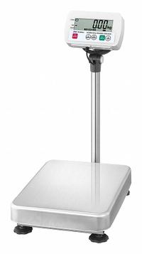 A&D WEIGHING Food Scale: 20 7/8 in Weighing Surface Dp, 15 3/8 in Weighing Surface Wd, LCD (MPN SC-150KAL). Key specifications — Connection Ports: RS-232C; Readability: 0.05 lb/0.02 kg; Brand: A&D WEIGHING; IP Rating: IP68.