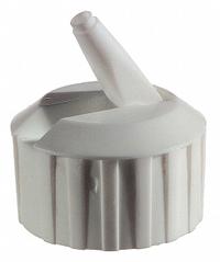 Cap: 28 mm Dia, White, Polyethylene, Unlined, 28-400 mm Screw Closure Size, 1,800 Closures Included (MPN CAP-00348). Key specifications — Closure Type: Dispensing; Clarity: Colored; Product Type: Flip Top Dropper Cap; Septa Included: No; Vented: No; Screw Closure Size: 28-400 mm; Brand: QORPAK; Closure Color: White.