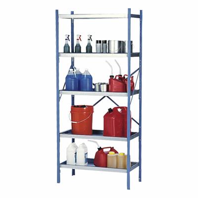 DENIOS Open Metal Shelving: Starter Unit, Heavy-Duty, 18 in x 36 in, 84 in Overall Ht - Medium-Duty Open Metal Shelving Starters & Add-Ons